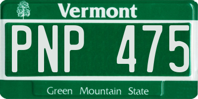 VT license plate PNP475