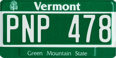 VT license plate PNP478