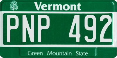 VT license plate PNP492