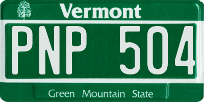 VT license plate PNP504