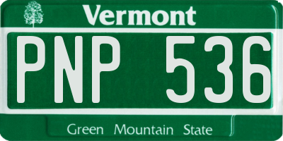 VT license plate PNP536