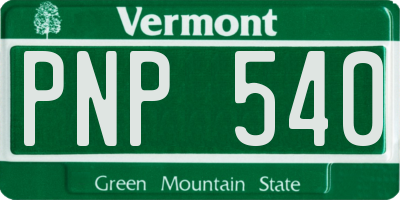 VT license plate PNP540