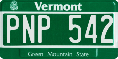 VT license plate PNP542