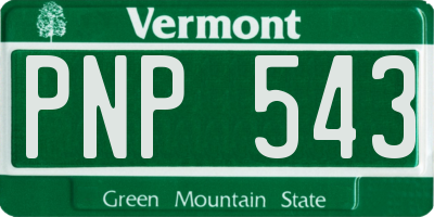 VT license plate PNP543