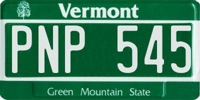 VT license plate PNP545