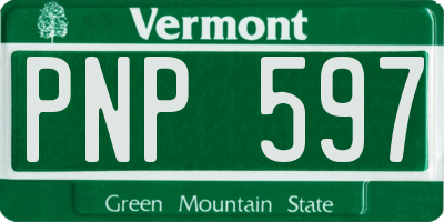 VT license plate PNP597