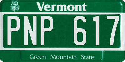 VT license plate PNP617
