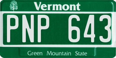VT license plate PNP643