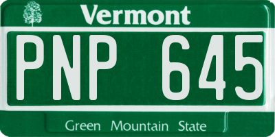 VT license plate PNP645