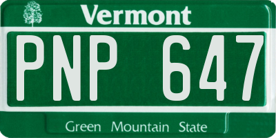 VT license plate PNP647