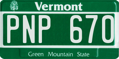 VT license plate PNP670
