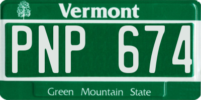 VT license plate PNP674