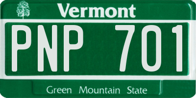 VT license plate PNP701