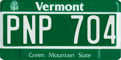VT license plate PNP704