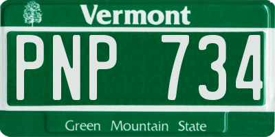VT license plate PNP734