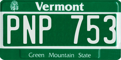 VT license plate PNP753