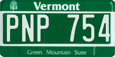 VT license plate PNP754