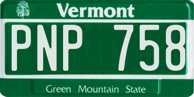 VT license plate PNP758