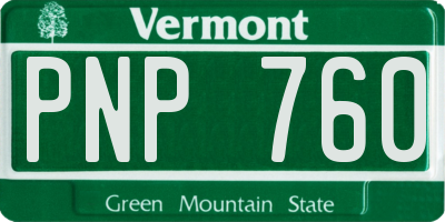 VT license plate PNP760