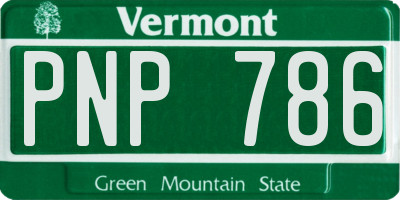 VT license plate PNP786