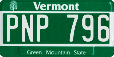 VT license plate PNP796