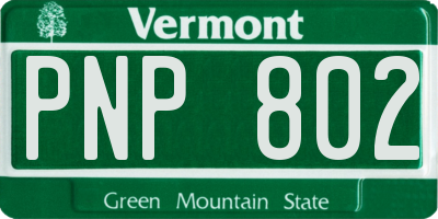 VT license plate PNP802