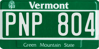 VT license plate PNP804