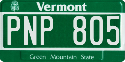 VT license plate PNP805