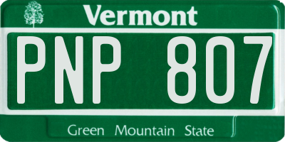VT license plate PNP807