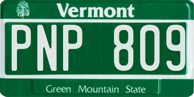 VT license plate PNP809