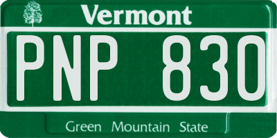 VT license plate PNP830