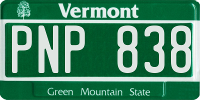 VT license plate PNP838
