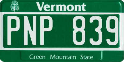 VT license plate PNP839