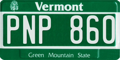 VT license plate PNP860