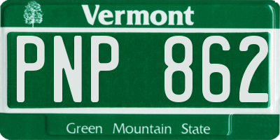VT license plate PNP862
