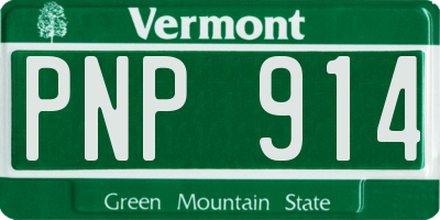VT license plate PNP914