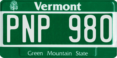 VT license plate PNP980