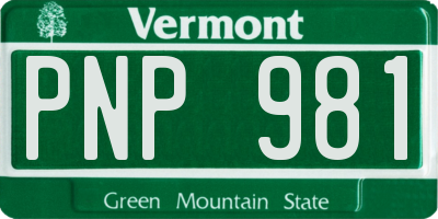 VT license plate PNP981