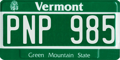 VT license plate PNP985