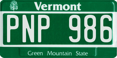 VT license plate PNP986