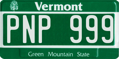 VT license plate PNP999