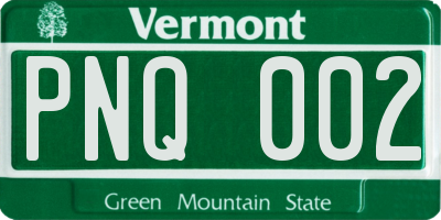 VT license plate PNQ002