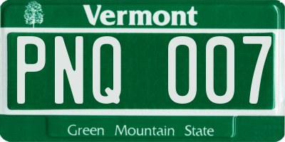 VT license plate PNQ007