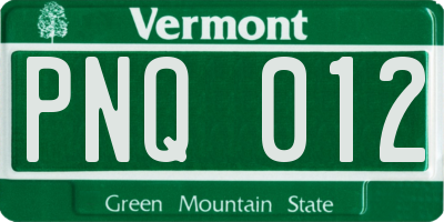 VT license plate PNQ012