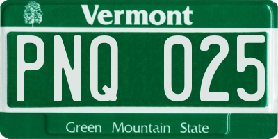 VT license plate PNQ025