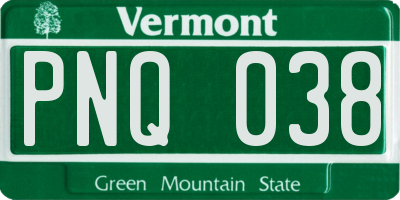 VT license plate PNQ038