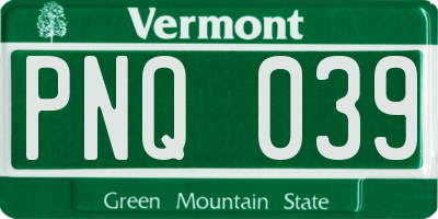 VT license plate PNQ039