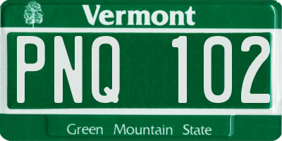 VT license plate PNQ102