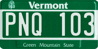 VT license plate PNQ103