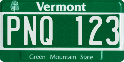 VT license plate PNQ123